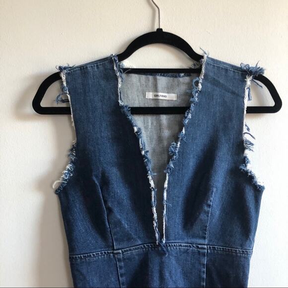 GRLFRND Denim Estelle Deep V Mini Dress - Picture 4 of 8